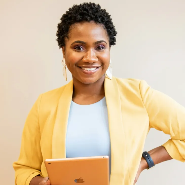 A lady working on her iPad